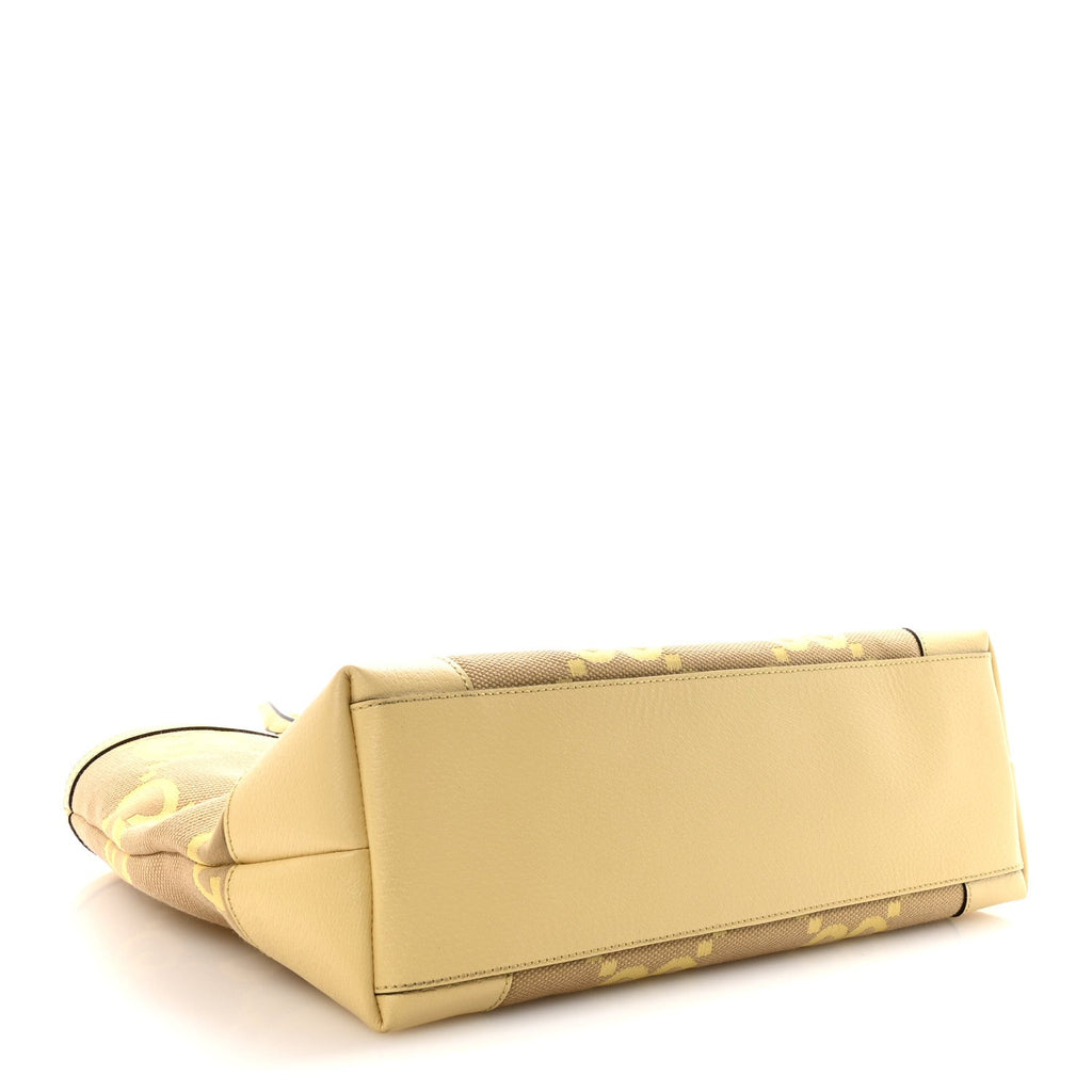 Gucci Monogram Jumbo GG Textured Dollar Calfskin Medium Ophidia Shopping Tote Beige Banana