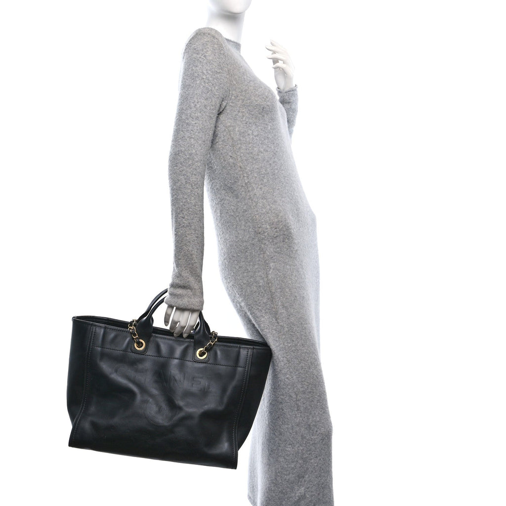 Chanel Calfskin Medium Deauville Tote Black