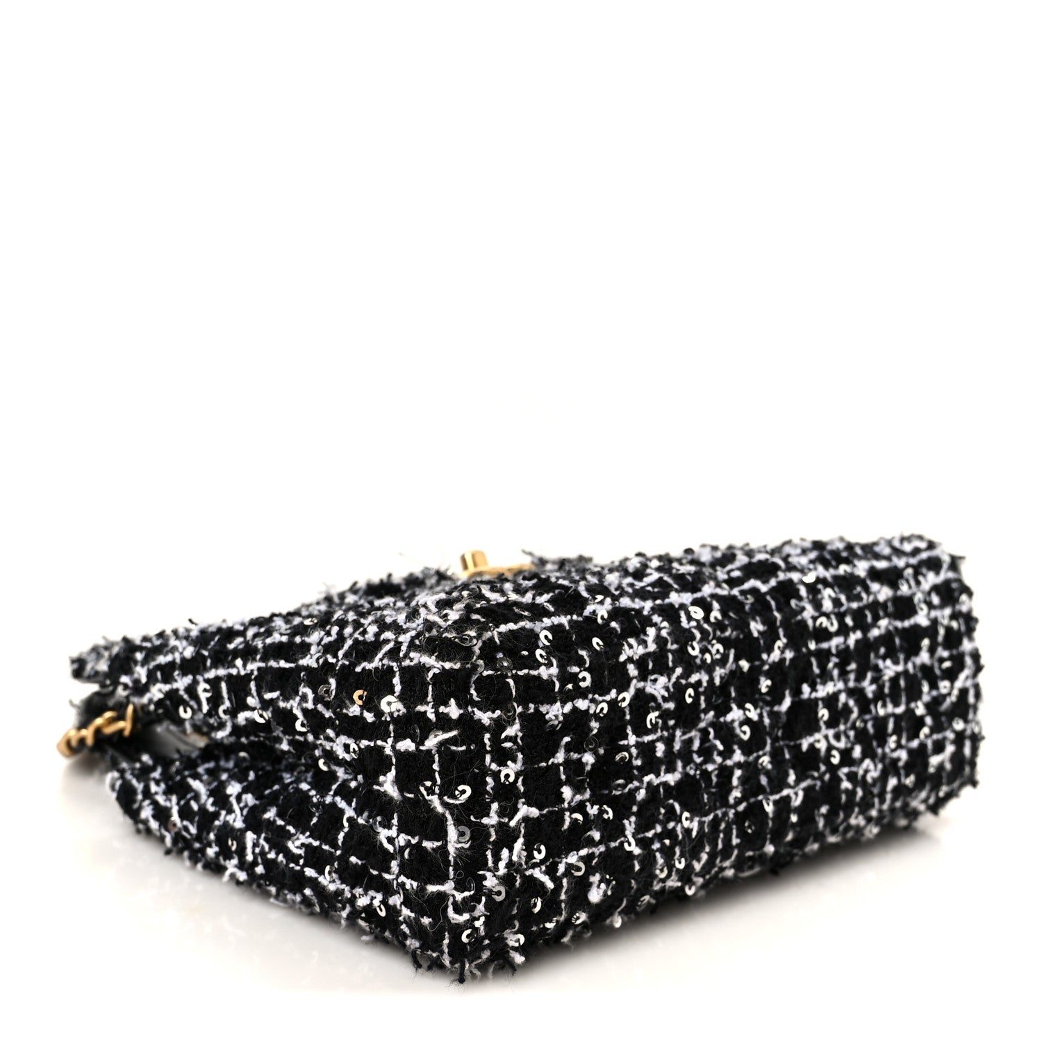 Chanel Tweed Quilted Nano Kelly Shopper Black White