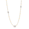 Graduated Pearl Crystal CC Long Necklace Silver