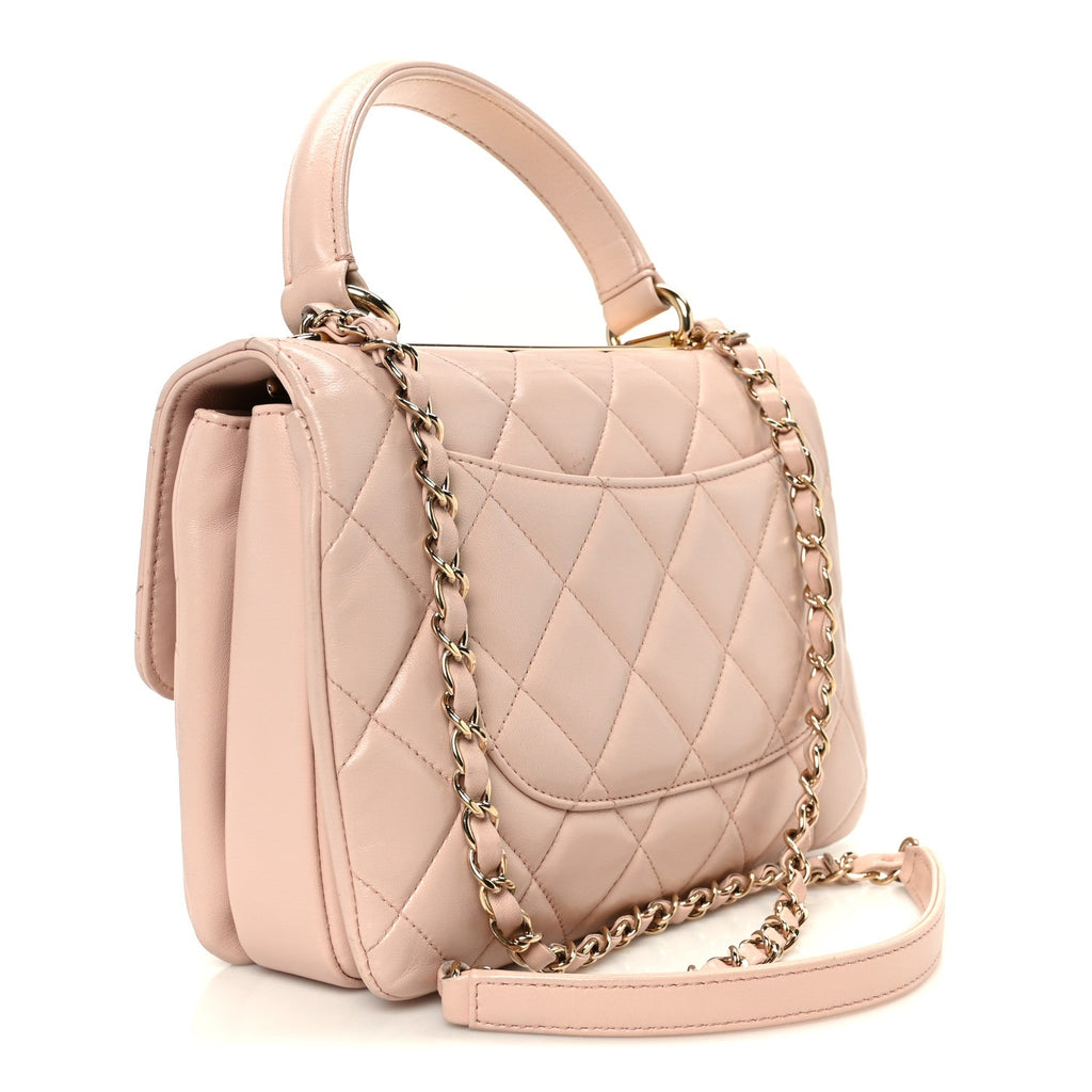 Chanel Lambskin Quilted Small Trendy CC Flap Dual Handle Bag Light Pink