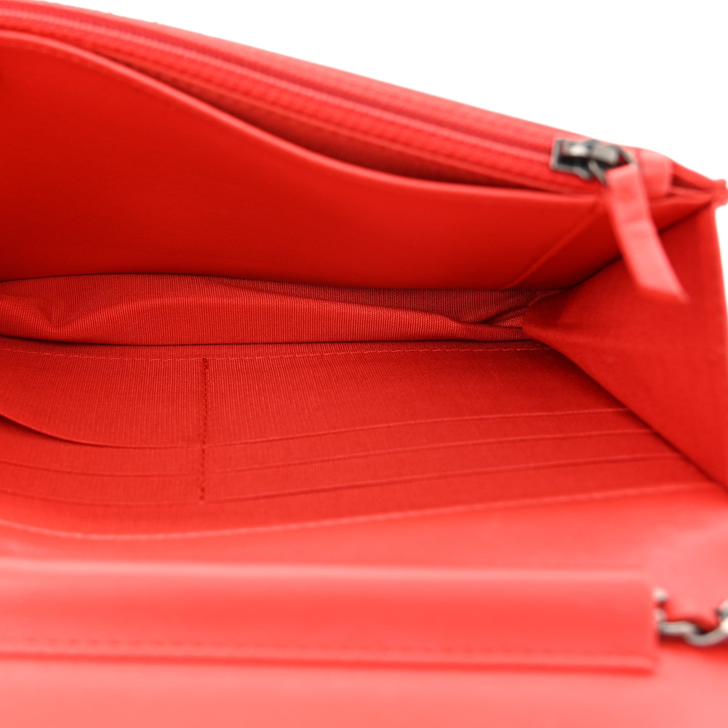 Chanel Lambskin Quilted Boy Wallet On Chain WOC Red