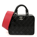 Chanel Patent Quilted Travel Kit Vanity Case Black