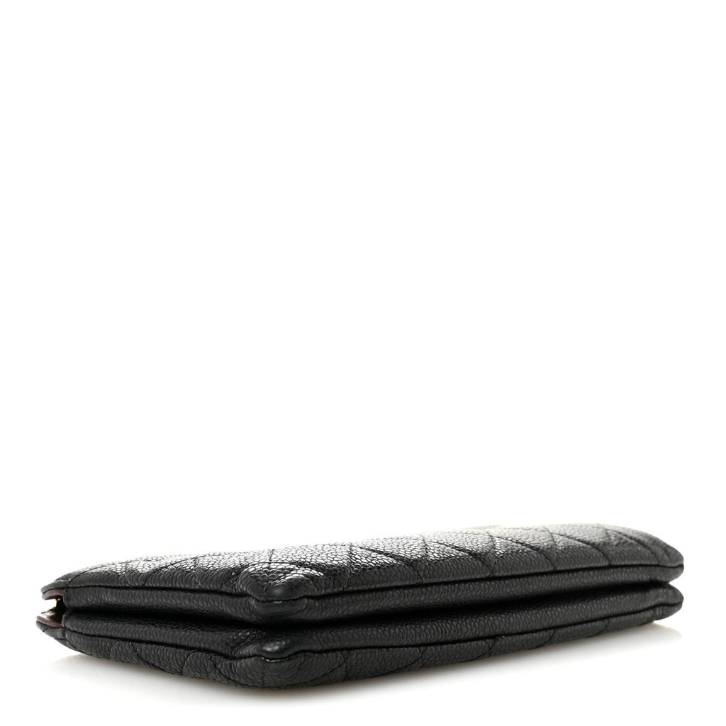 Caviar Quilted Small Zipped Clutch Black