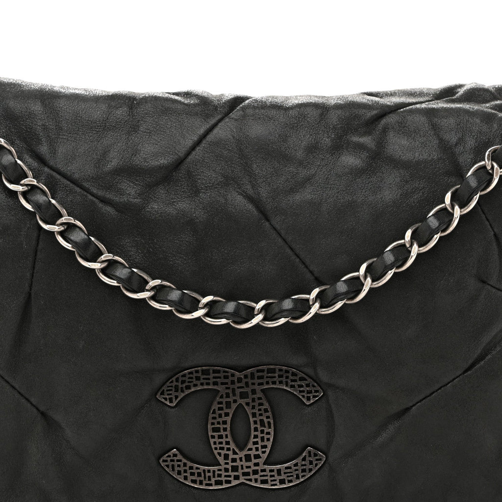 Chanel Iridescent Calfskin Glint Accordion Flap Black