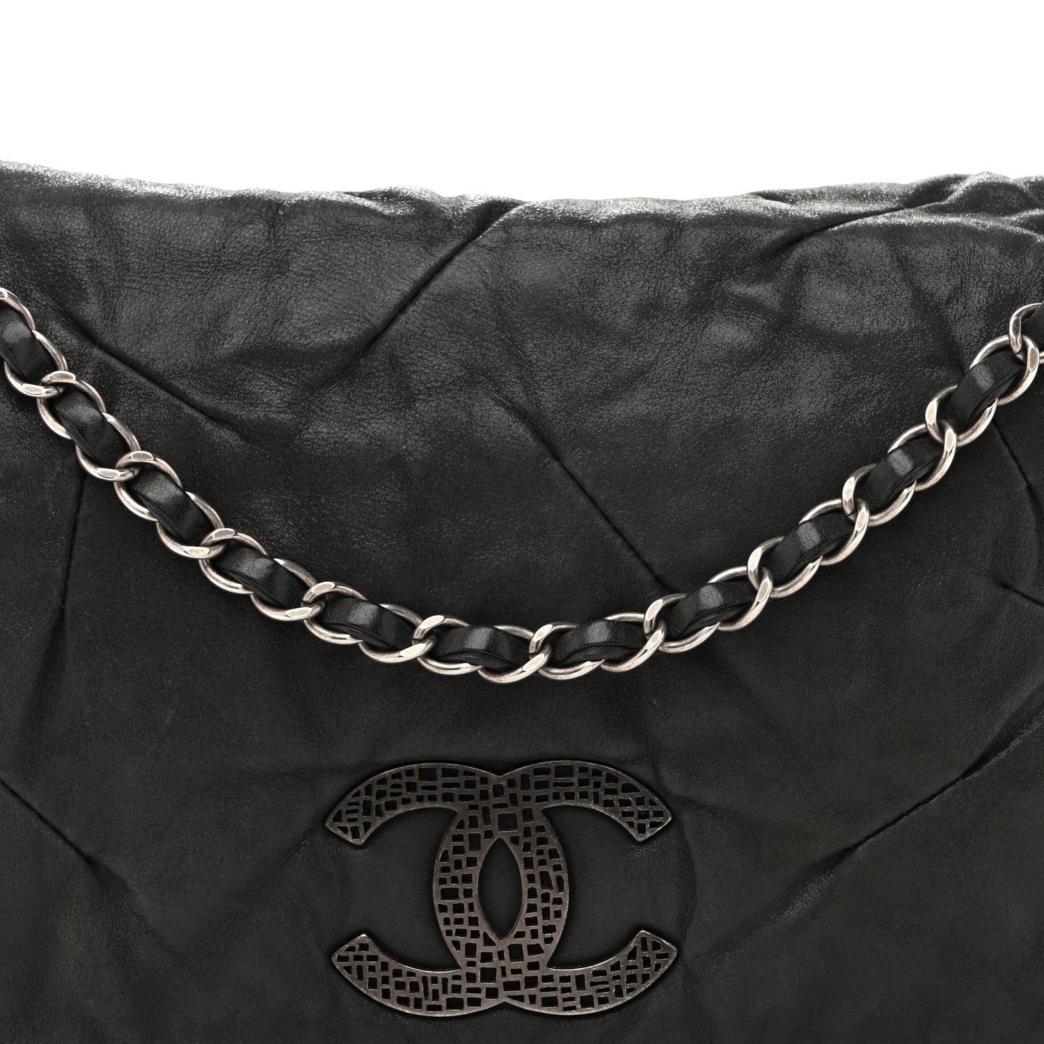Chanel Iridescent Calfskin Glint Accordion Flap Black