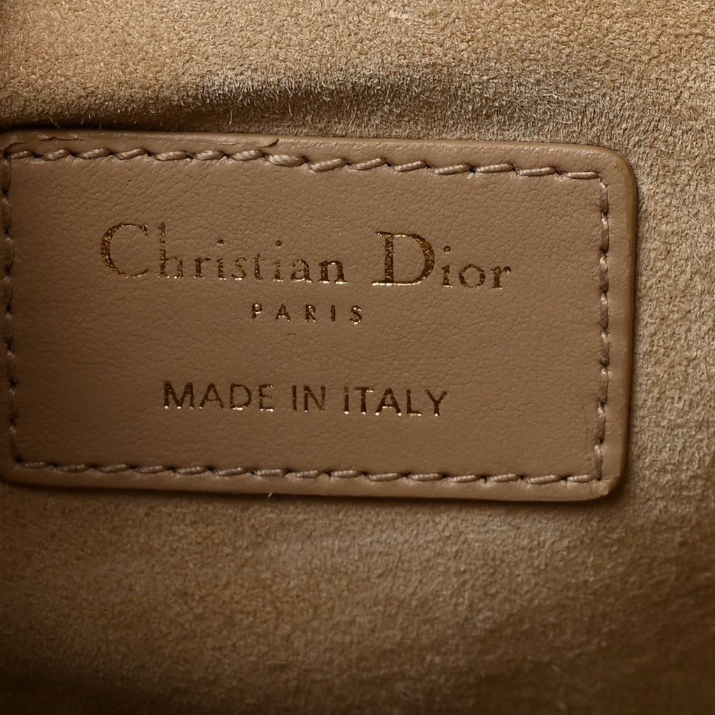 Christian Dior Calfskin Macro Cannage Small Book Tote Taupe
