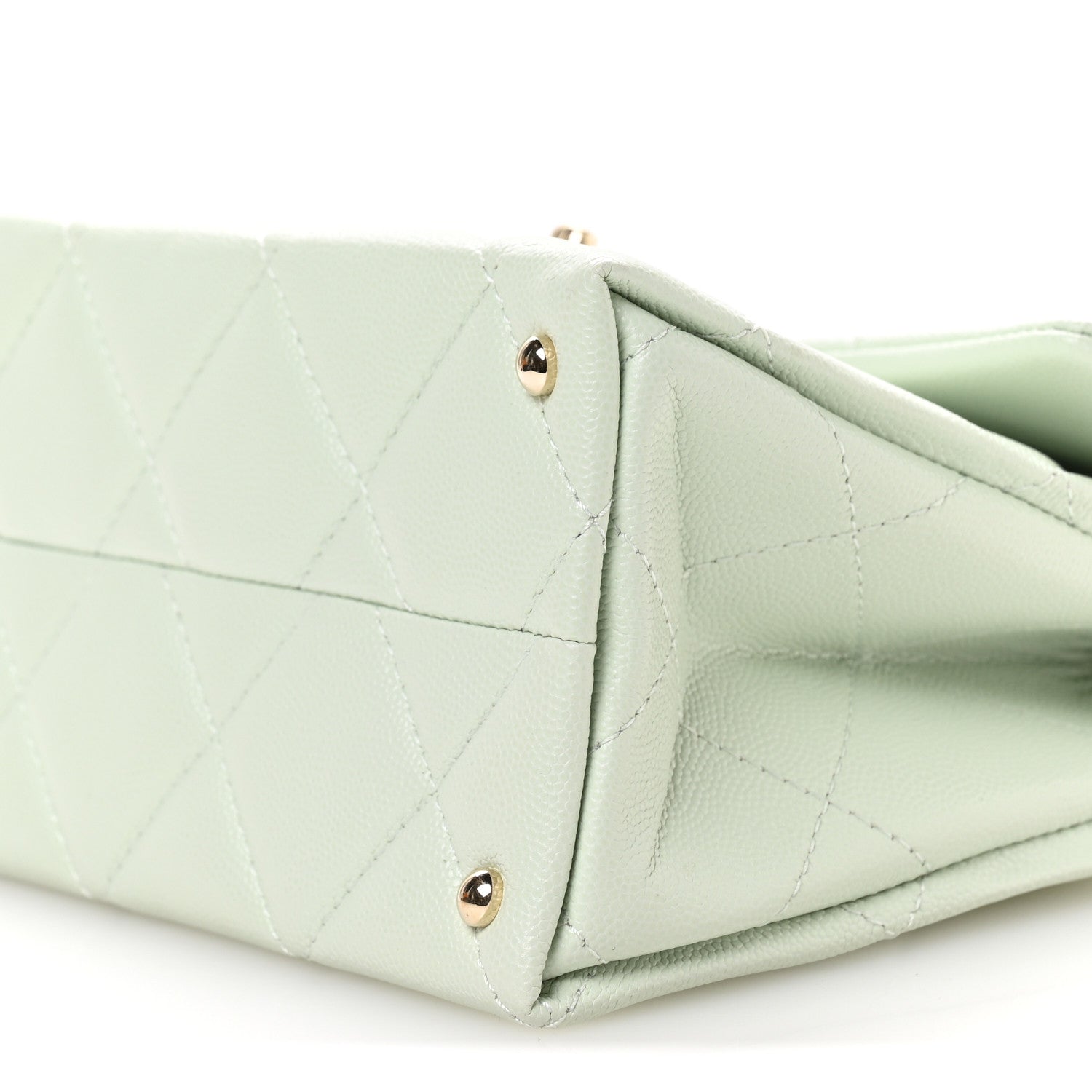 Chanel Caviar Quilted Retro Medium Twist Top Handle Clutch Light Green