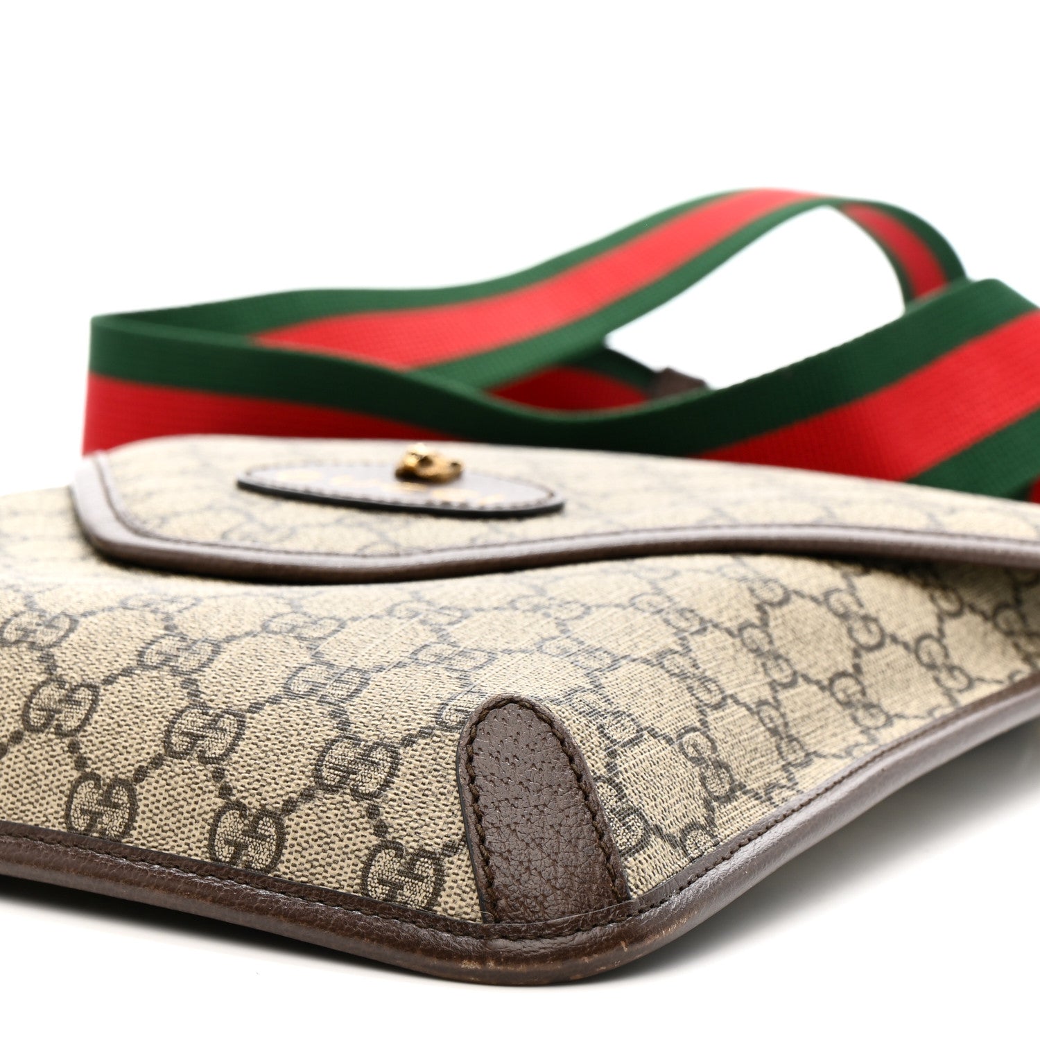 Gucci GG Supreme Monogram Web Medium Neo Vintage Flap Messenger Bag Beige New Acero