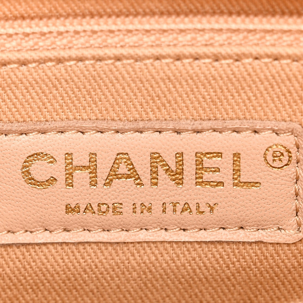 Chanel Calfskin Chevron Quilted Medium Coco Handle Flap Beige