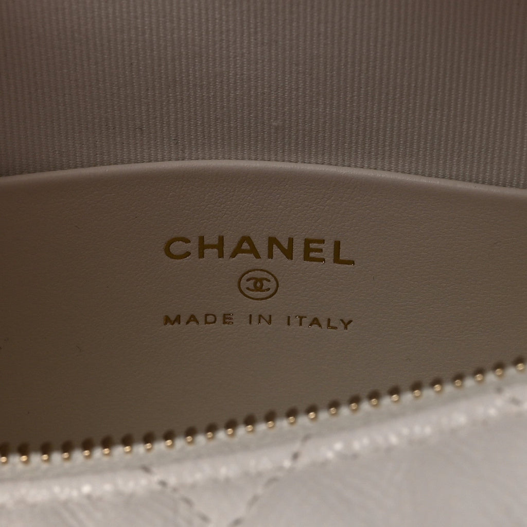 Chanel Caviar Quilted Hobo Clutch With Chain White