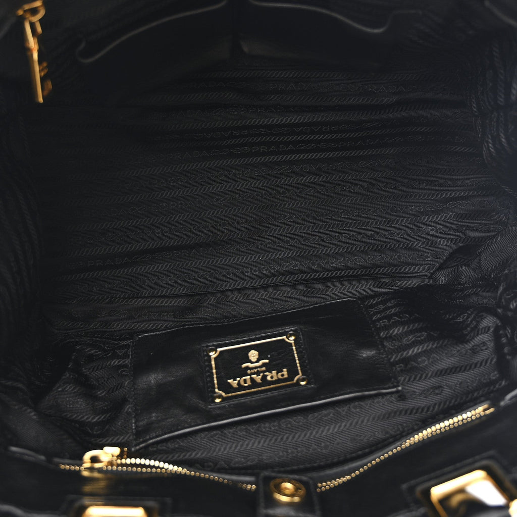 Prada Nappa Gaufre Top Handle Satchel Black