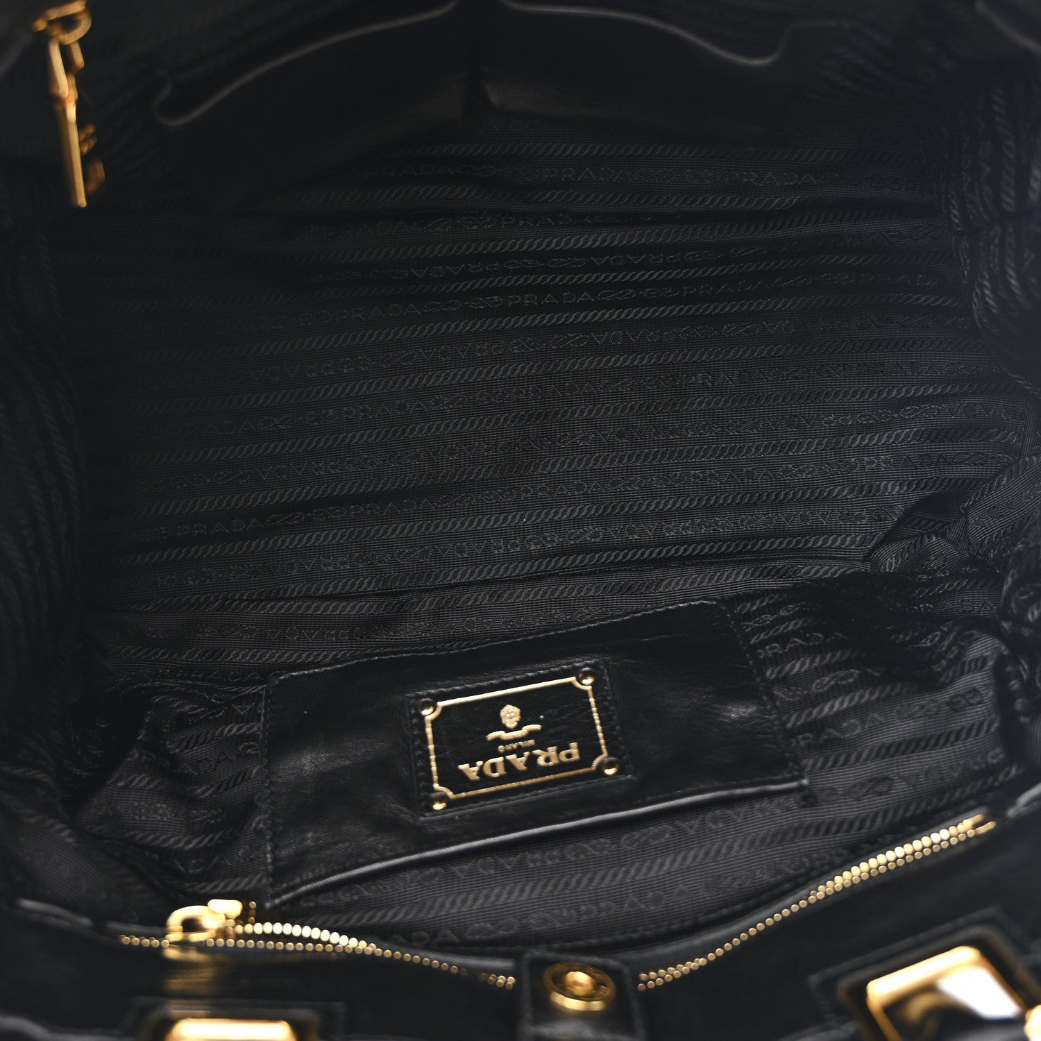 Prada Nappa Gaufre Top Handle Satchel Black