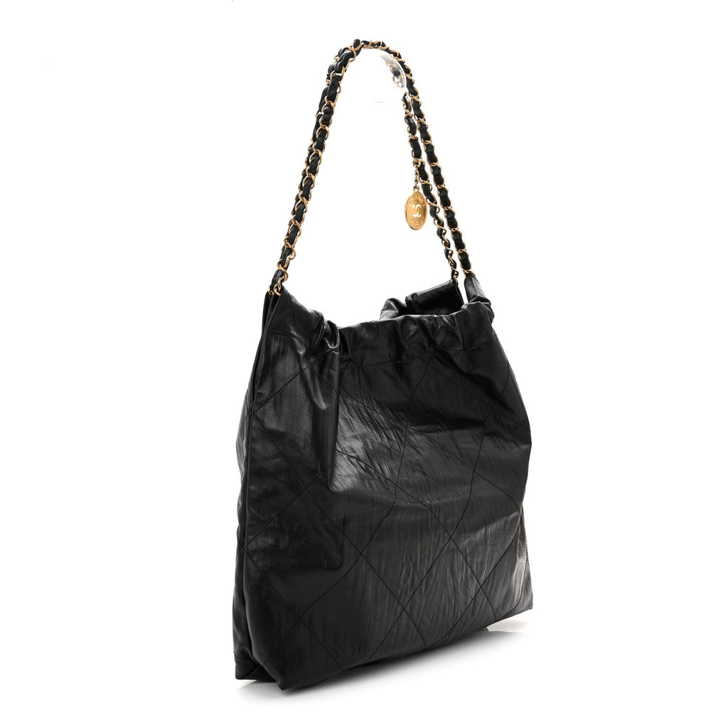Chanel Crumpled Calfskin Quilted Chanel 22 Black