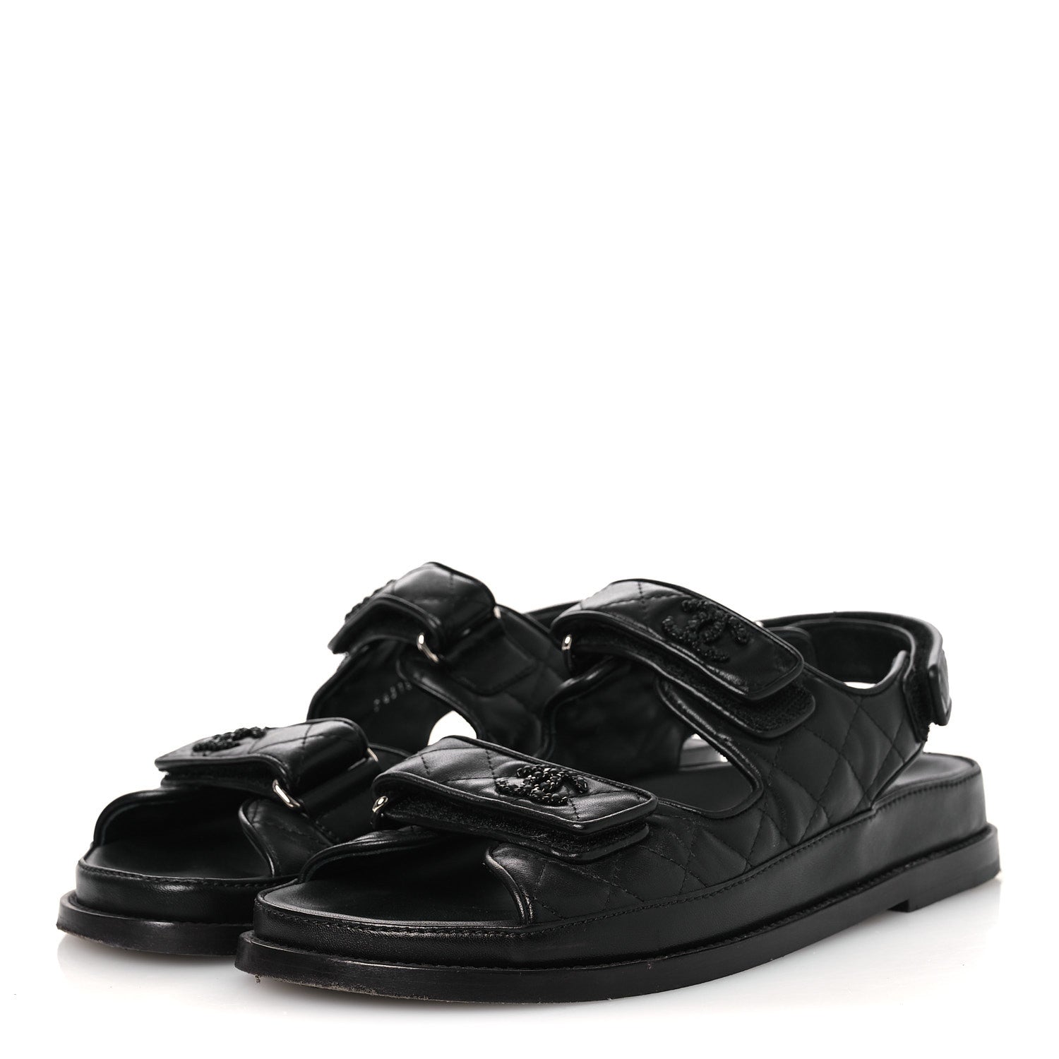 Lambskin Velcro Dad Sandals 39 Black