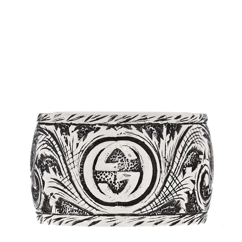 Gucci Sterling Silver Resin Feline Garden Ring 60 9 Green