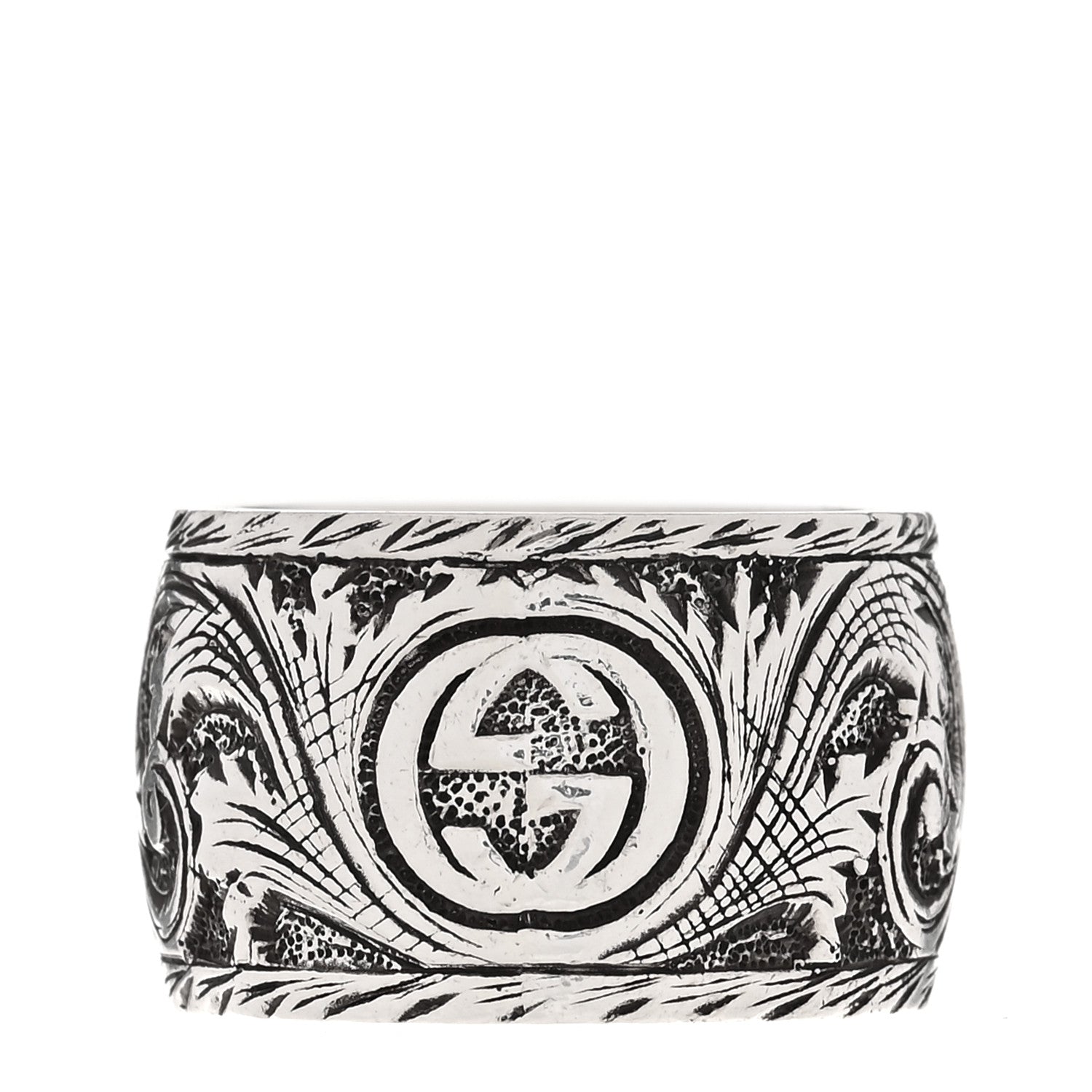 Gucci Sterling Silver Resin Feline Garden Ring 60 9 Green