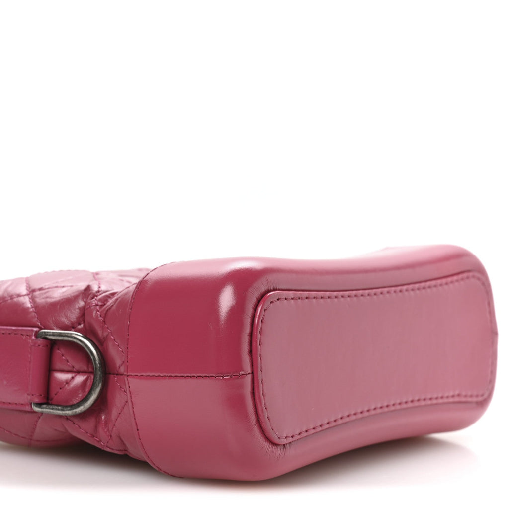 Chanel Aged Calfskin Quilted Small Gabrielle Hobo Fuchsia