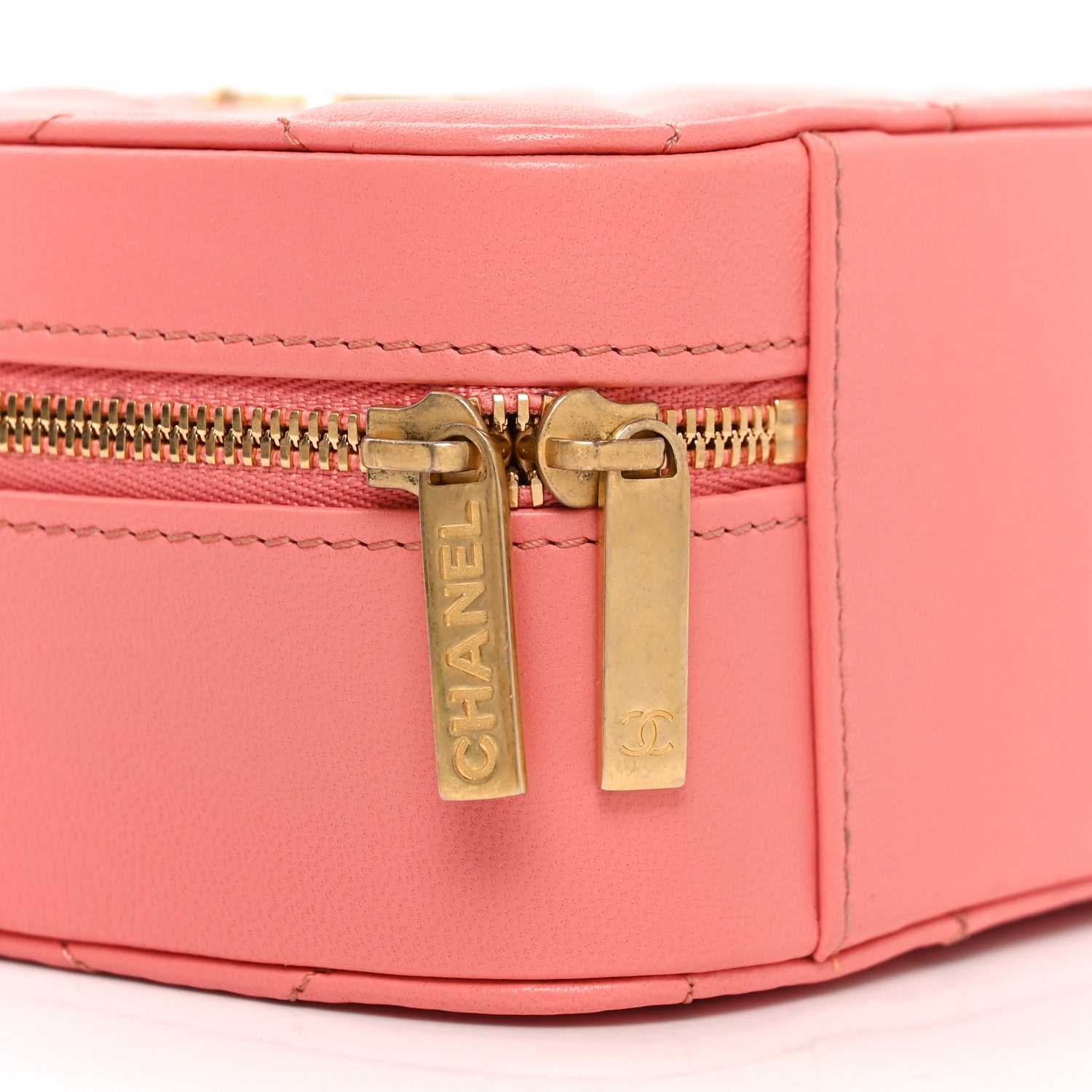 Chanel Lambskin Quilted Top Handle Small Vanity Case Pink