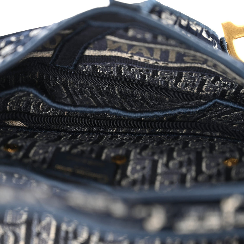 Christian Dior Velvet Oblique Saddle Bag Blue