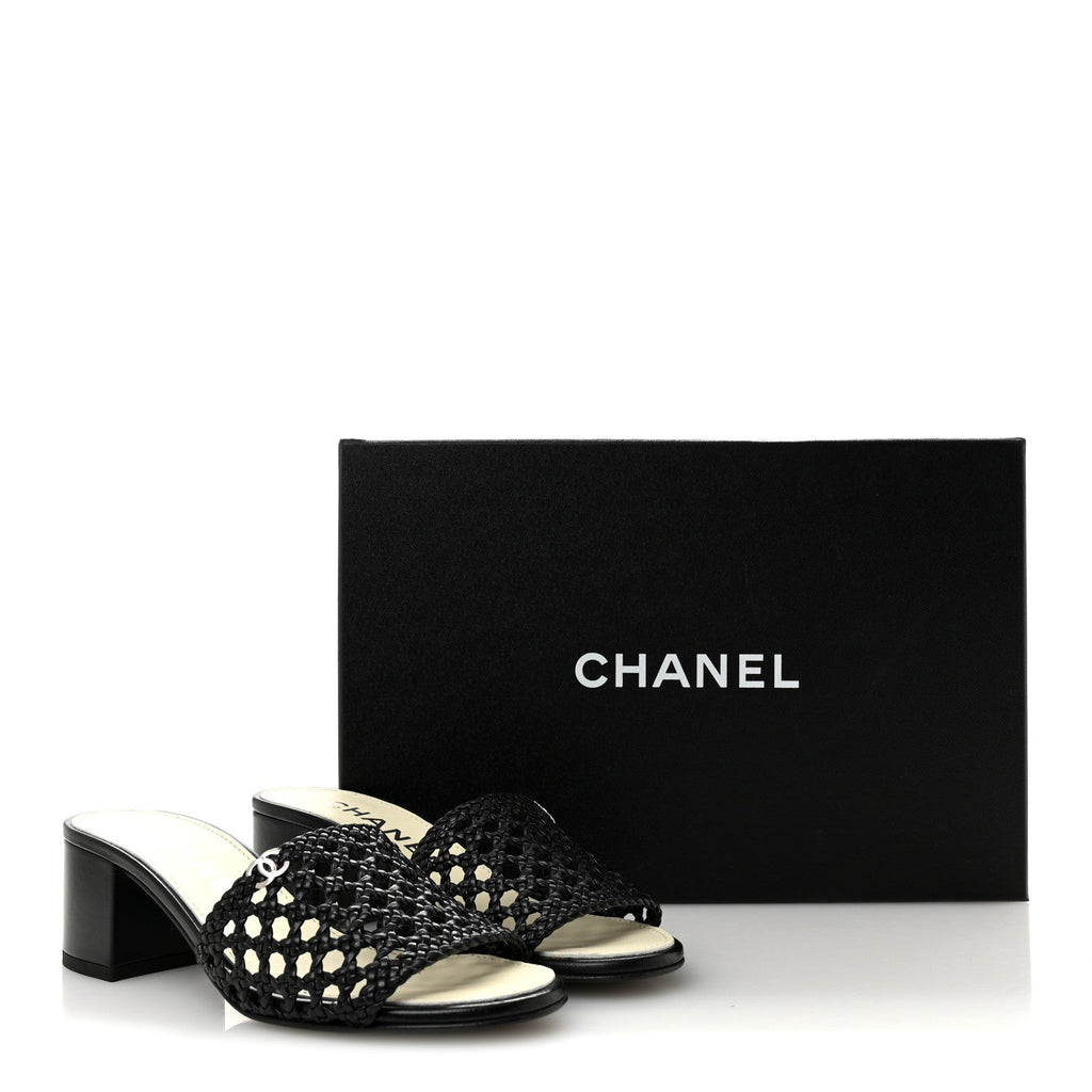 Goatskin Braided Mules 35 Black