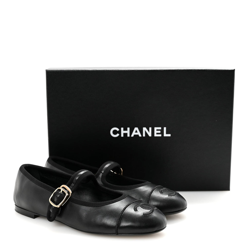 Lambskin Mary Jane Flats 36.5 Black