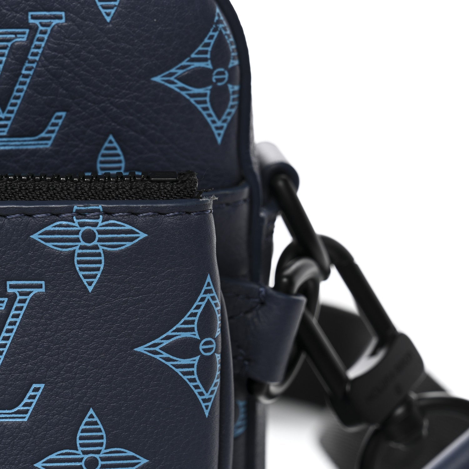 Louis Vuitton Calfskin Monogram Shadow Trio Messenger Navy River Blue