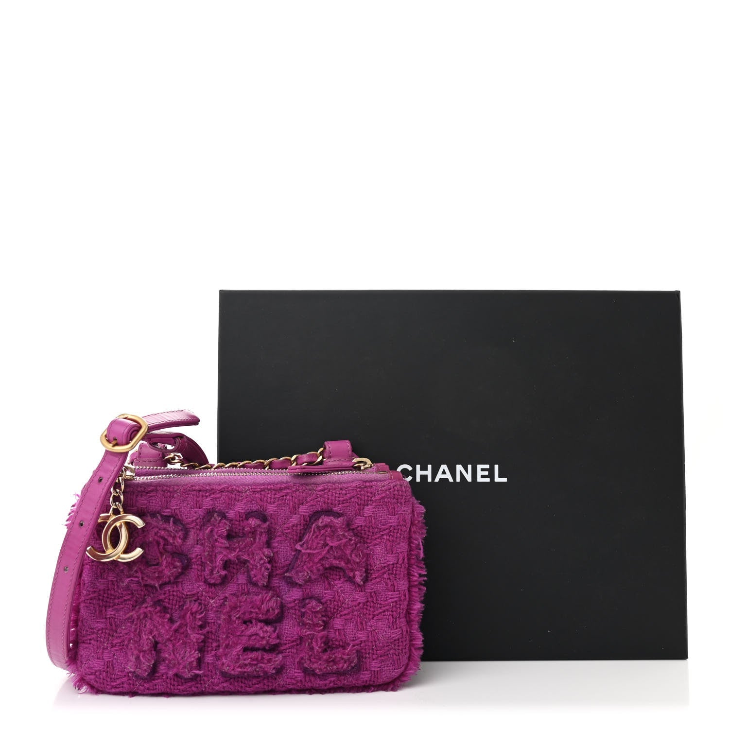 Chanel Wool Tweed Giant Logo Waist Bag Magenta