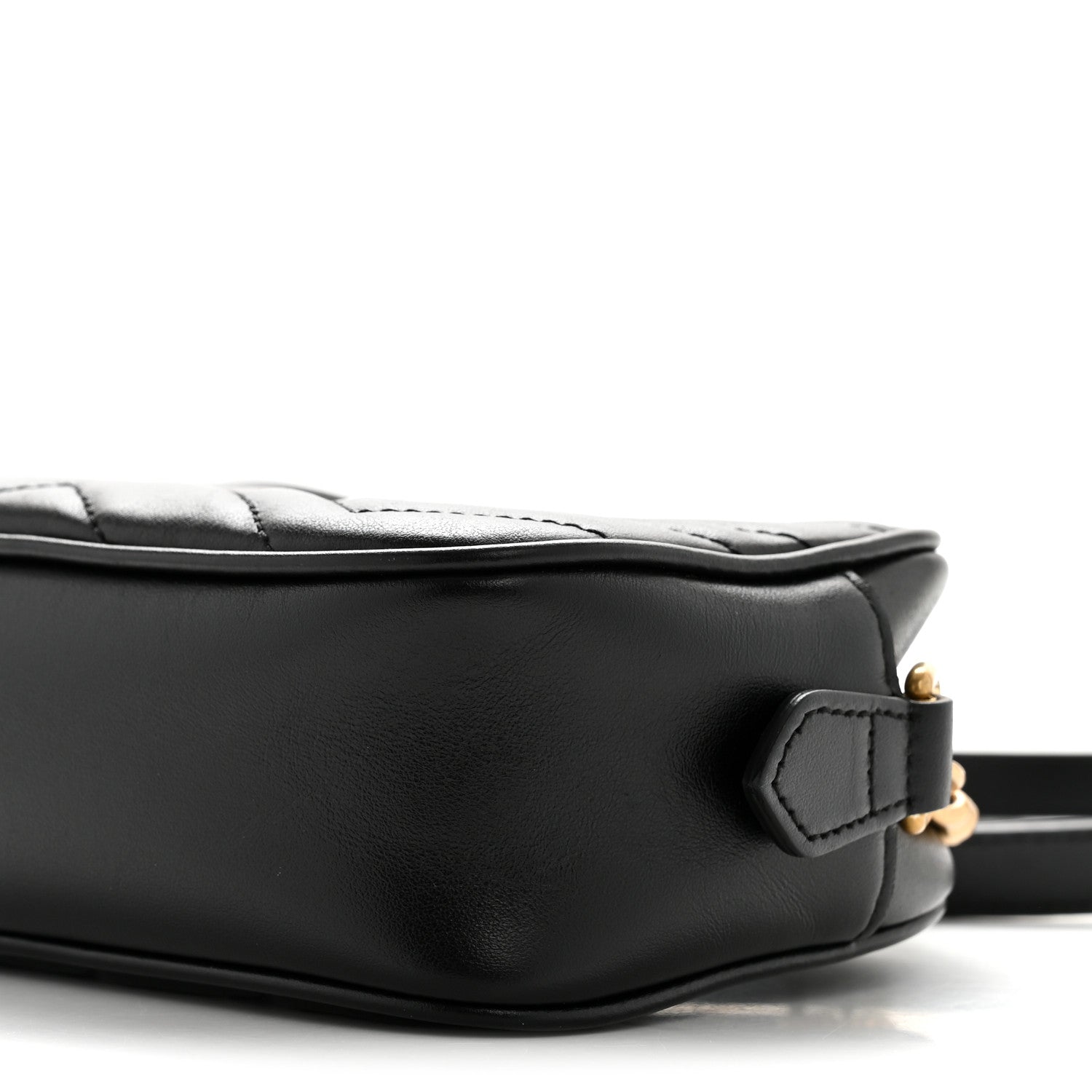 Gucci Calfskin Matelasse Mini GG Marmont Chain Shoulder Bag Black