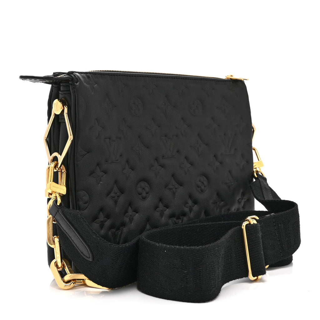 Louis Vuitton Lambskin Embossed Monogram Coussin PM Black