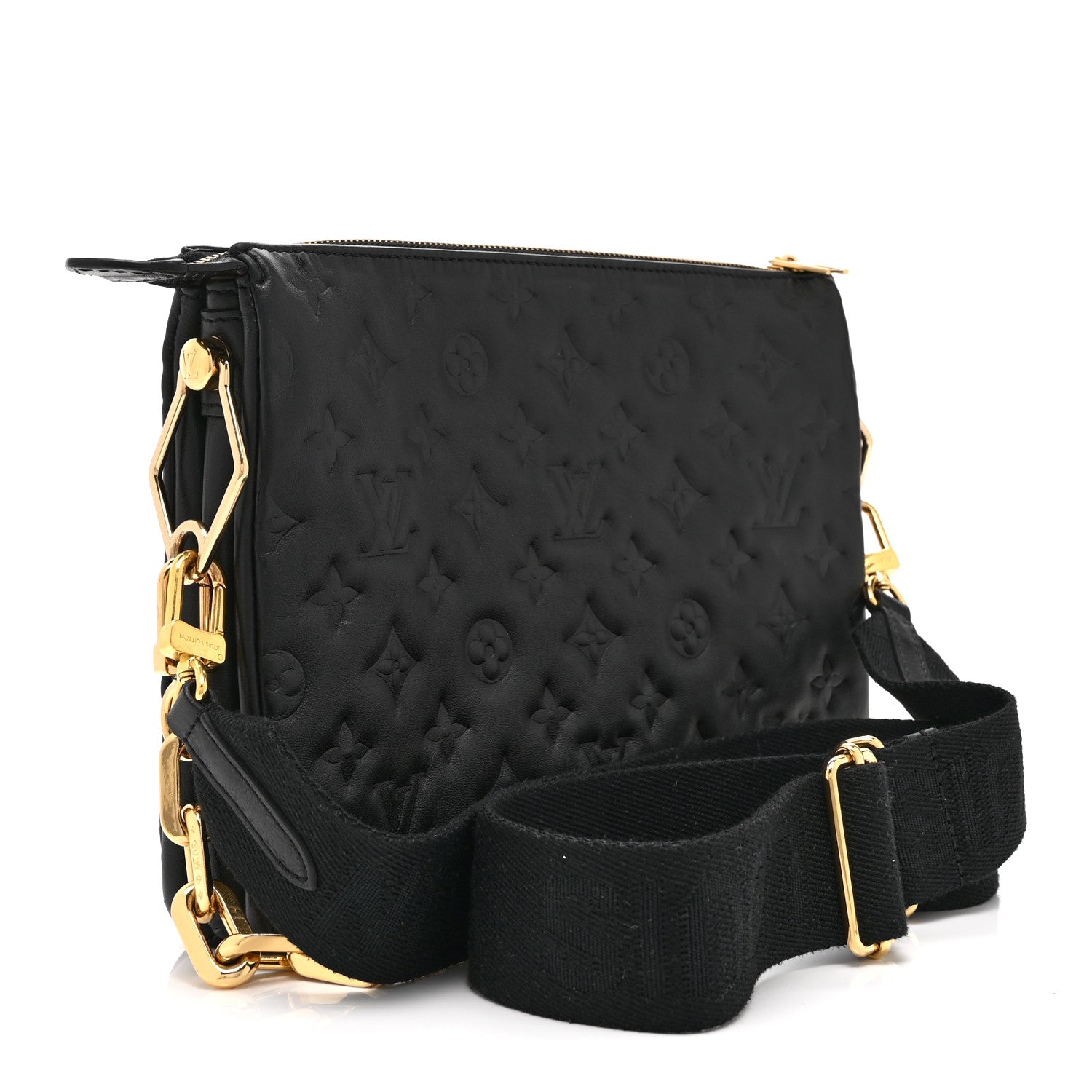 Louis Vuitton Lambskin Embossed Monogram Coussin PM Black