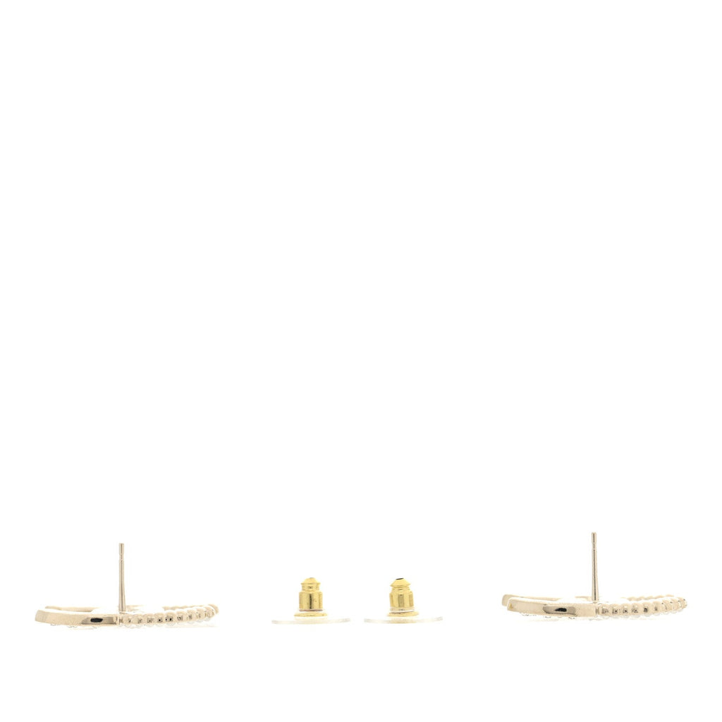 Pearl Crystal CC Earrings Gold