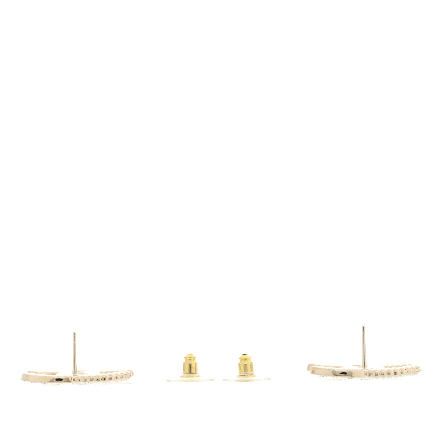 Pearl Crystal CC Earrings Gold