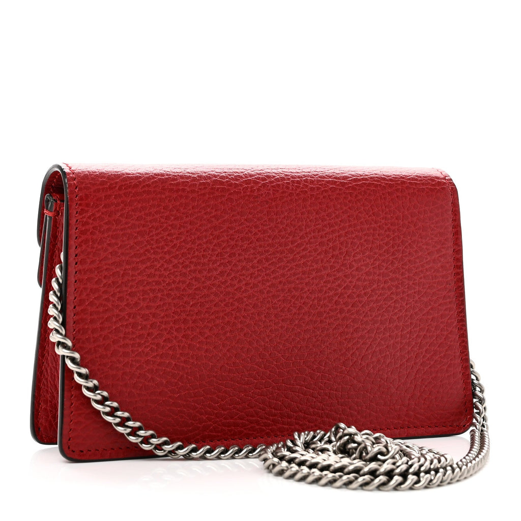 Gucci Dollar Calfskin Swarovski Crystal Small Dionysus Shoulder Bag Hibiscus Red