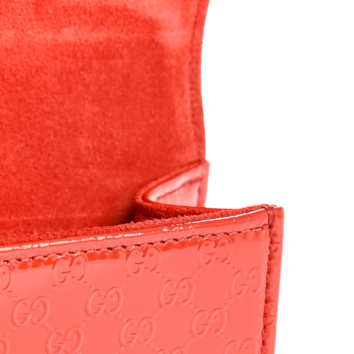 Gucci Patent Microguccissima Small Broadway Clutch Red