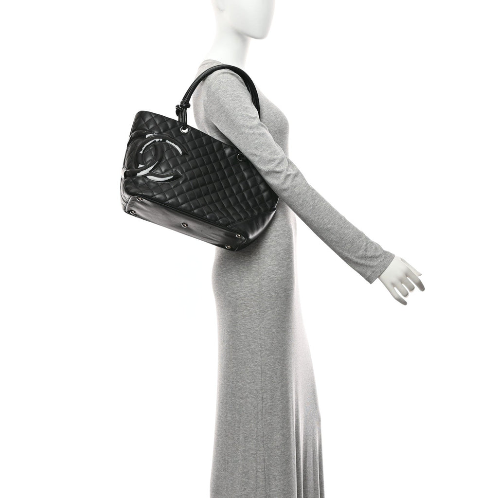 Chanel Calfskin Quilted Large Cambon Tote Black