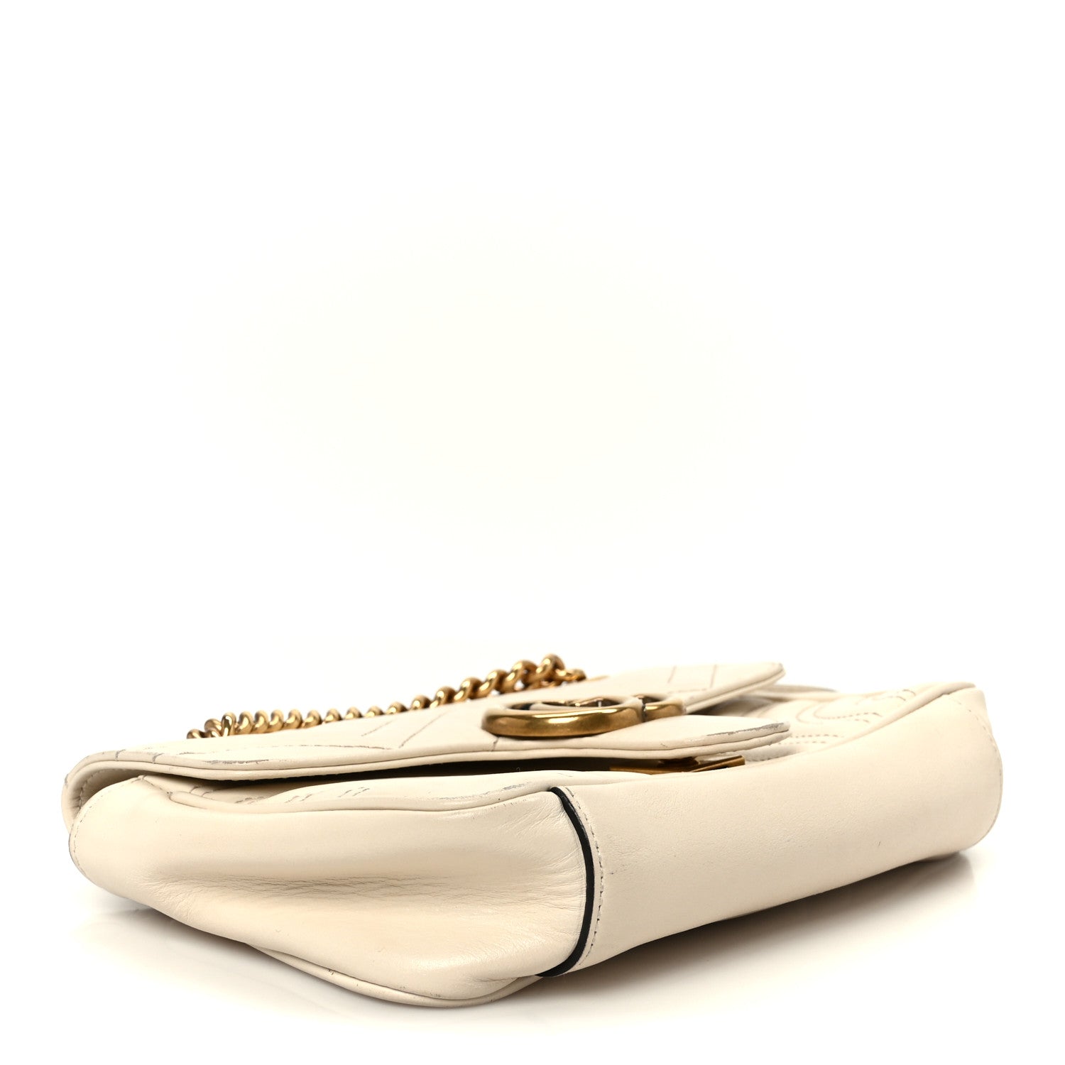 Gucci Calfskin Matelasse Mini GG Marmont Shoulder Bag White