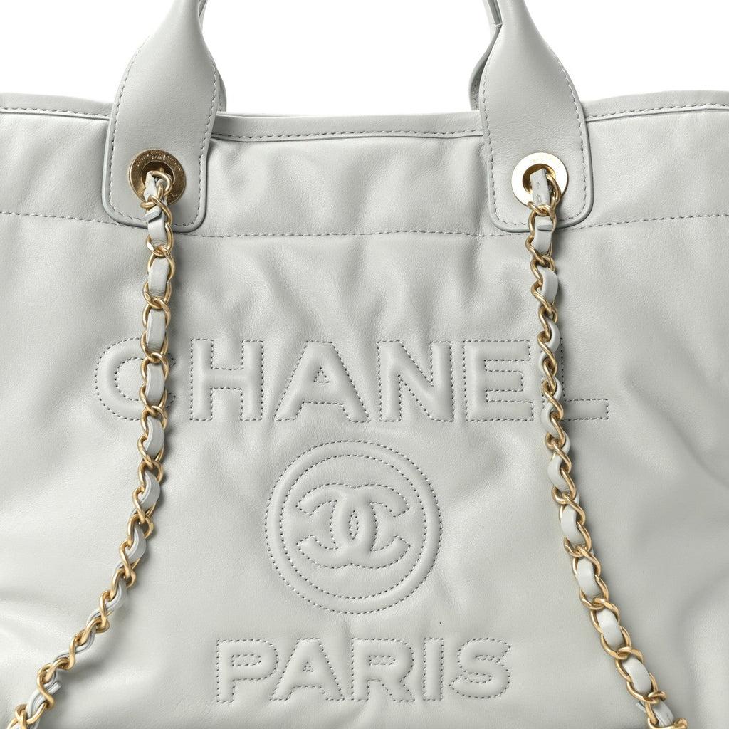Chanel Calfskin Small Deauville Tote Light Grey