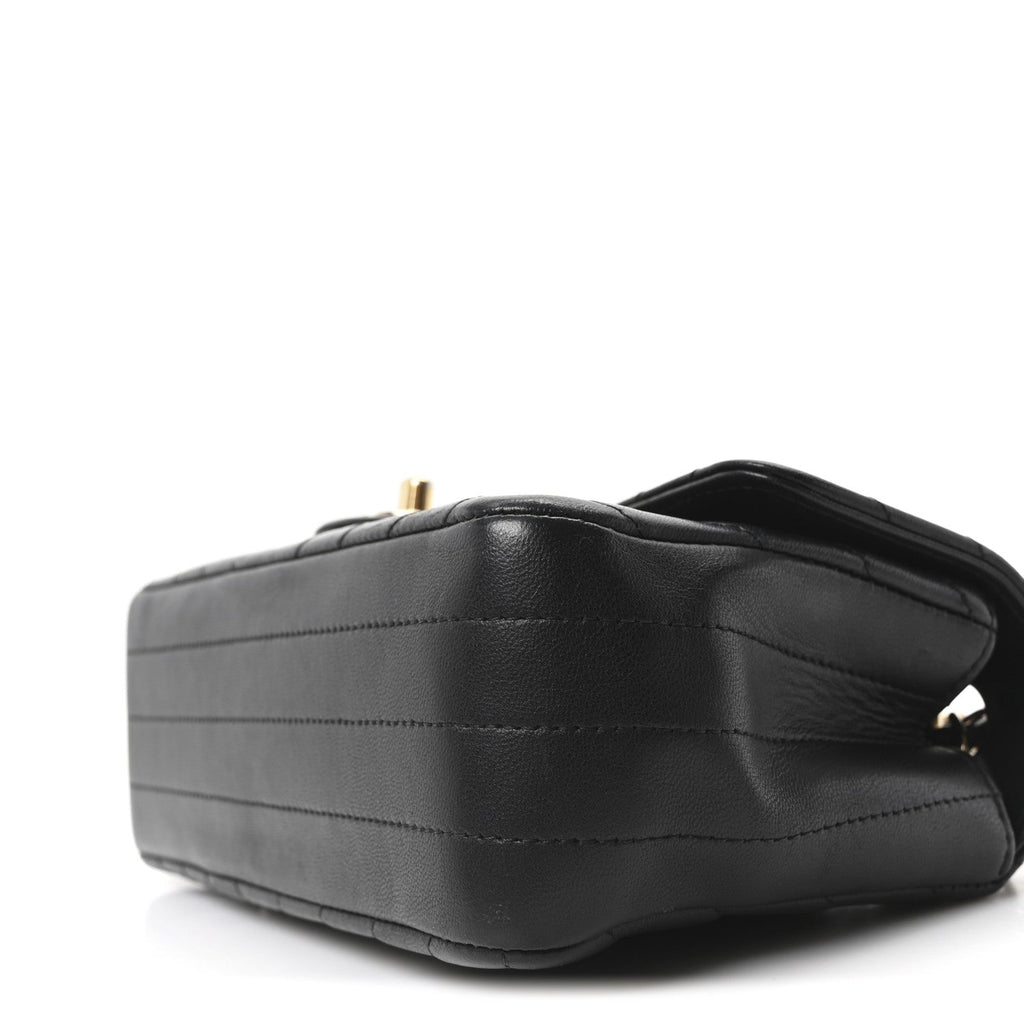 Chanel Lambskin Chevron Quilted Mini Rectangular Flap Black