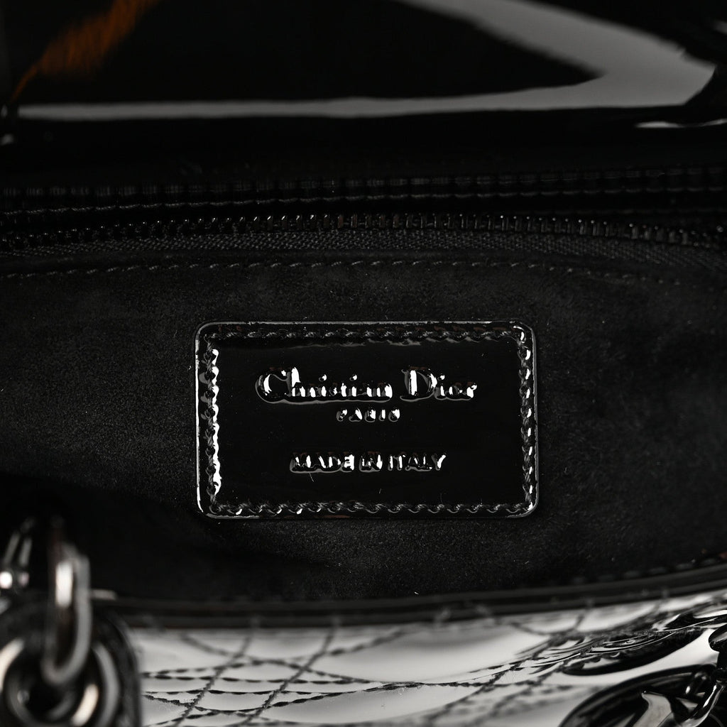 Christian Dior Ultraglossy Patent Cannage Small Lady Dior Black