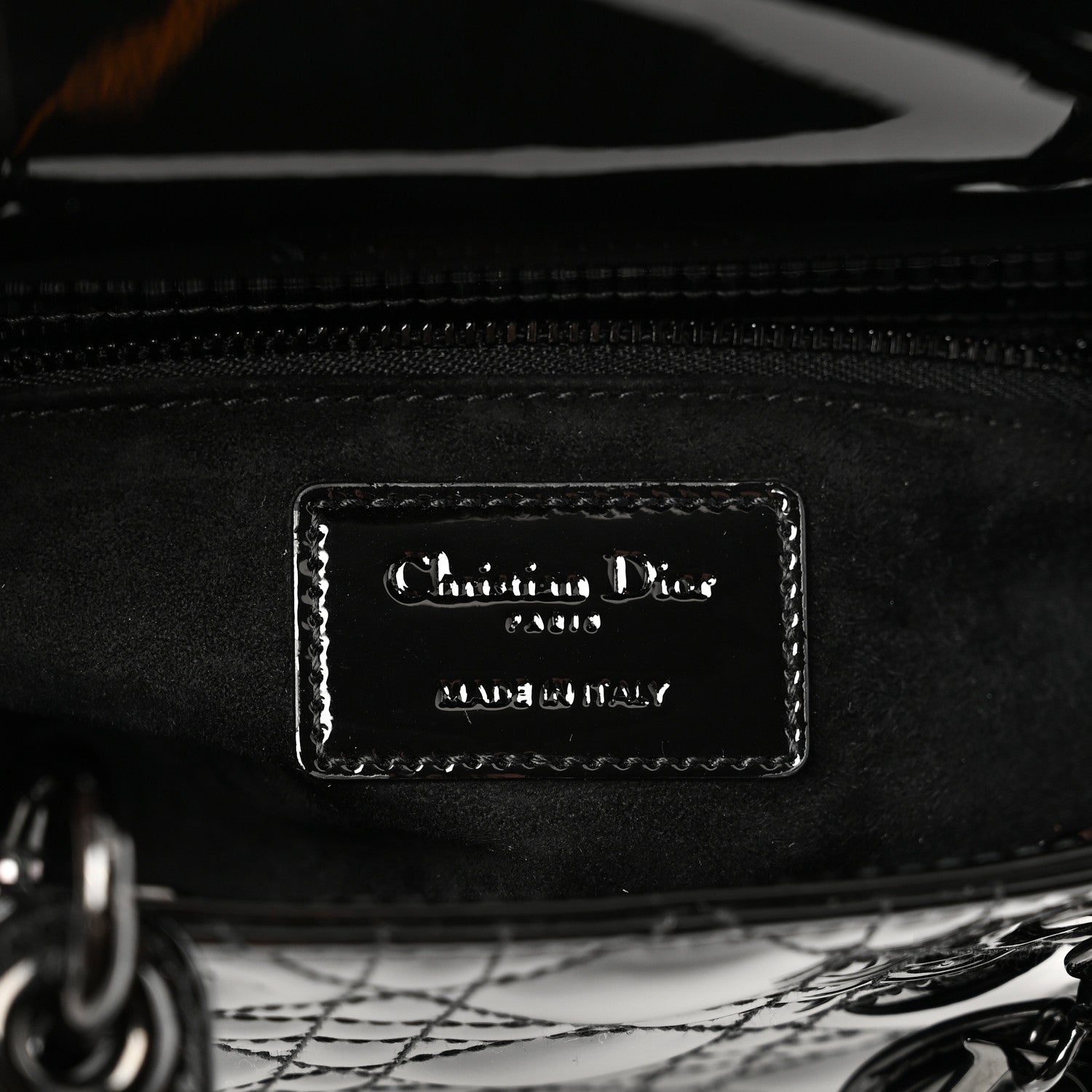Christian Dior Ultraglossy Patent Cannage Small Lady Dior Black