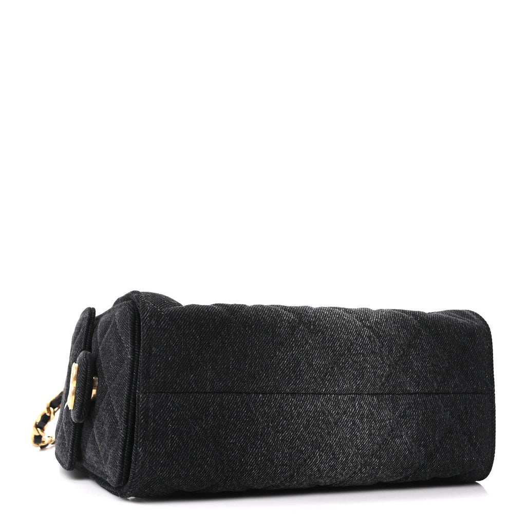 Chanel Washed Denim Quilted Mini Chanel 25 Handbag Black