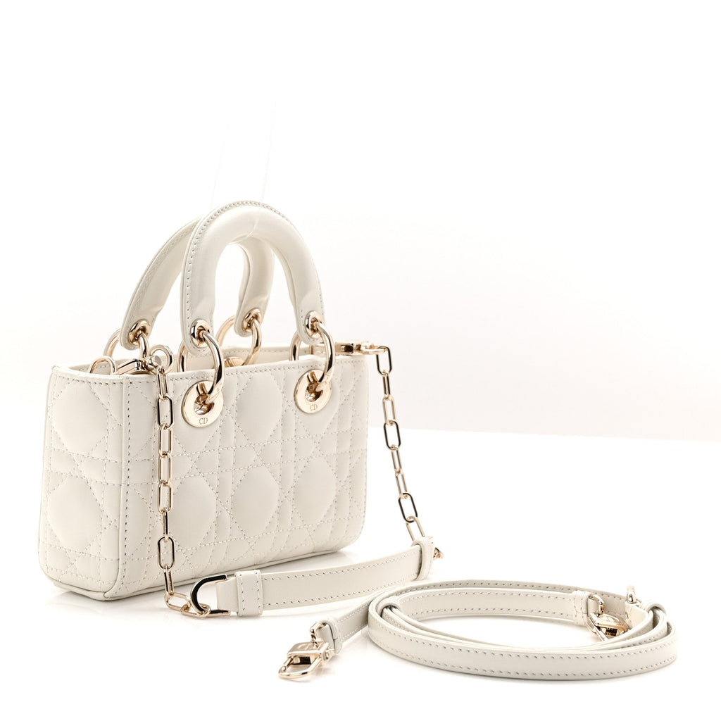 Christian Dior Lambskin Cannage Micro Lady D-Joy Latte