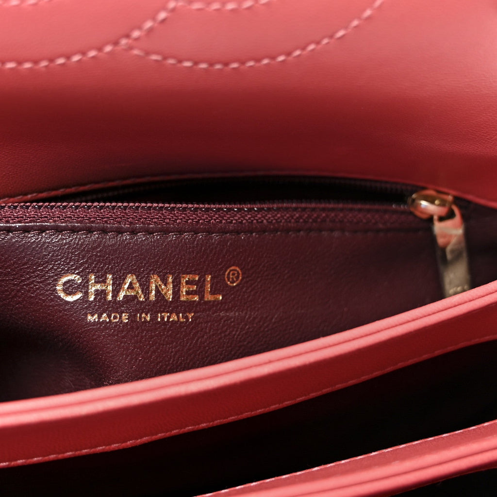 Chanel Lambskin Quilted Small Trendy CC Flap Dual Handle Bag Dark Pink