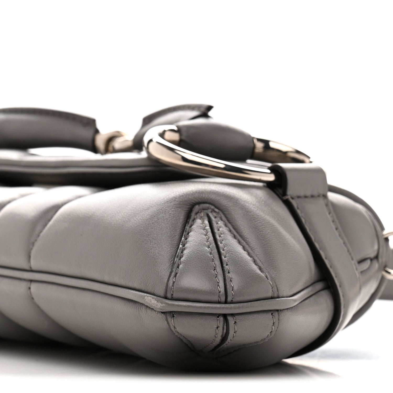 Gucci Nappa Vertical Matelasse Small Maxi Horsebit Chain Shoulder Bag Gray
