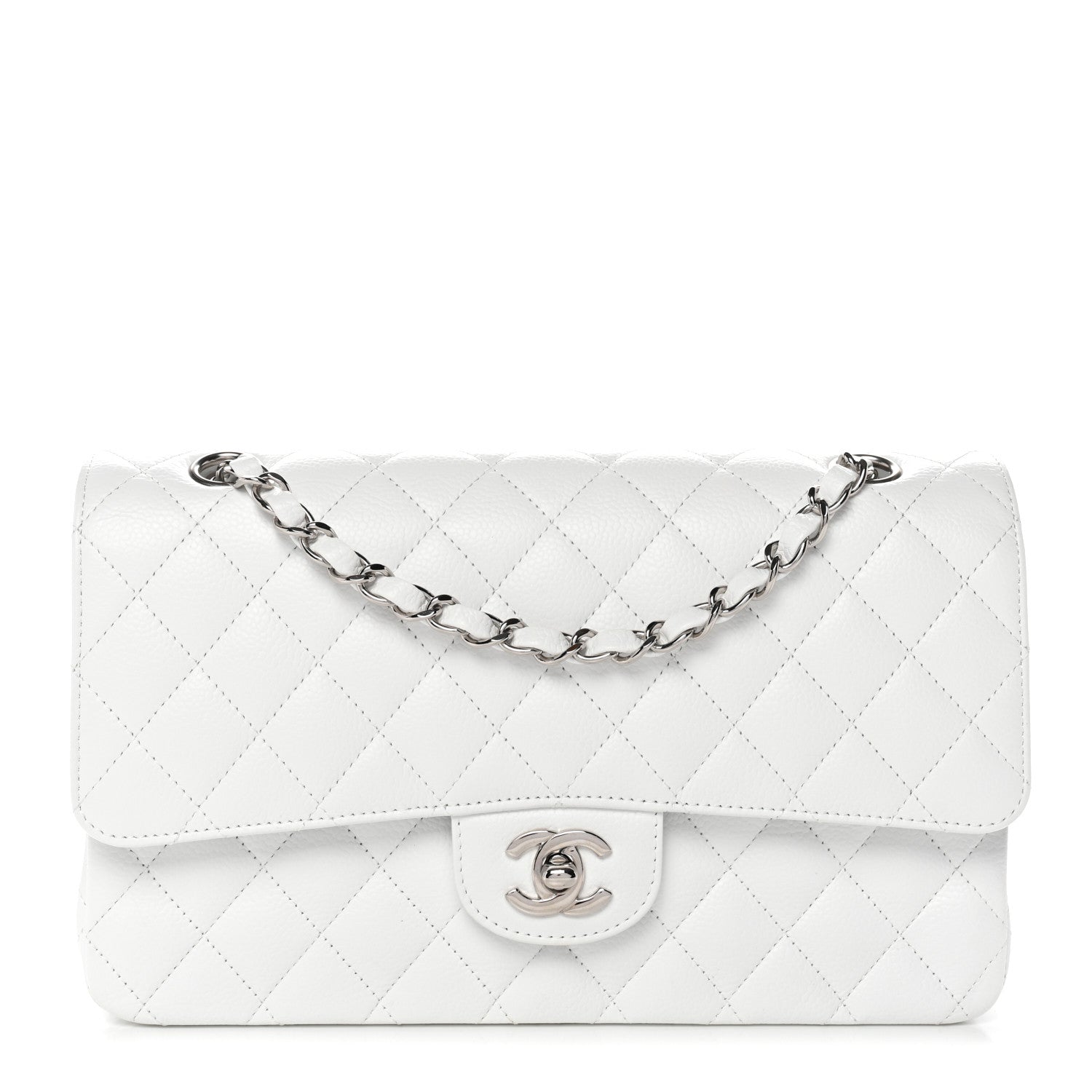 Chanel Caviar Quilted Medium Double Flap White