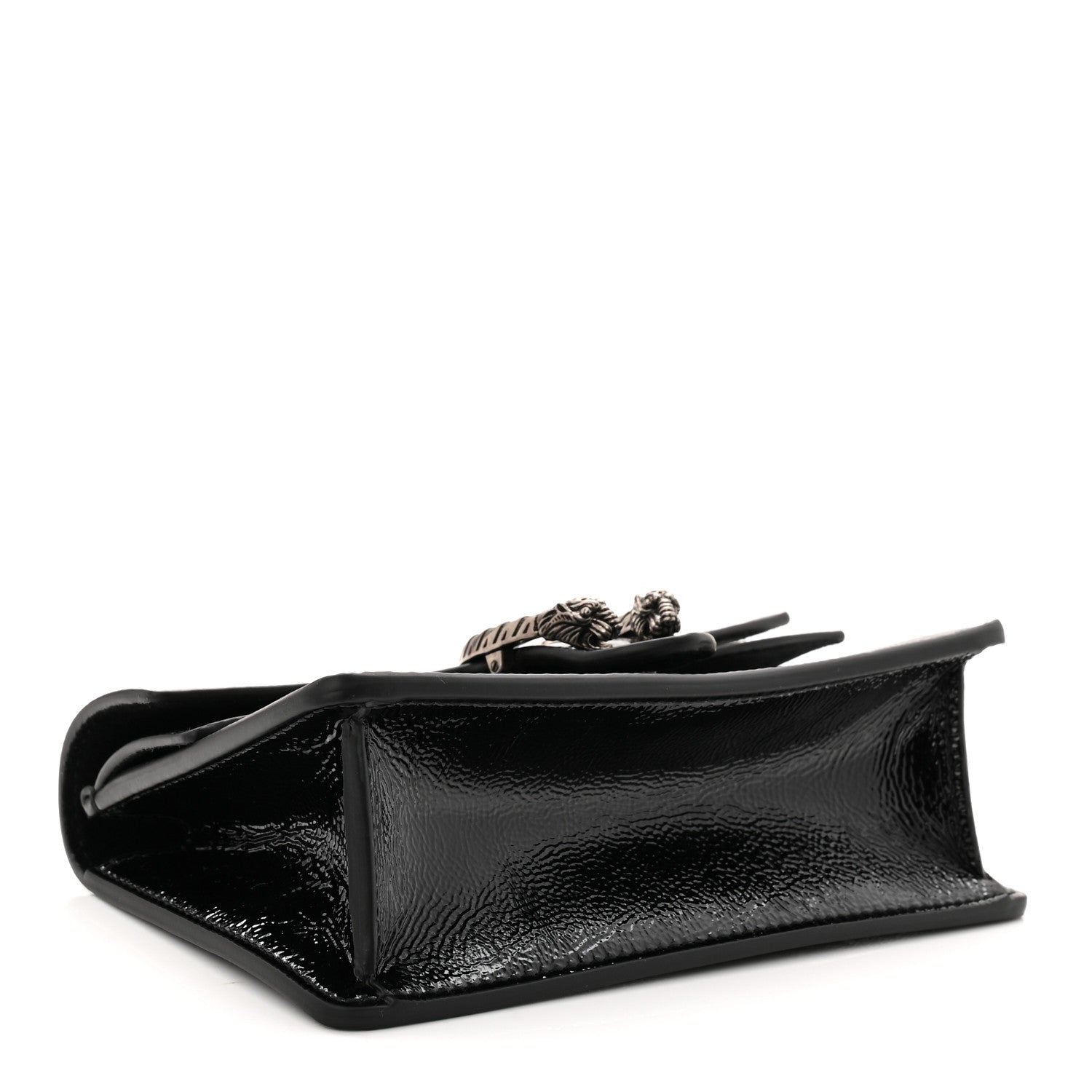 Gucci Crinkled Patent Super Mini Dionysus Shoulder Bag Black