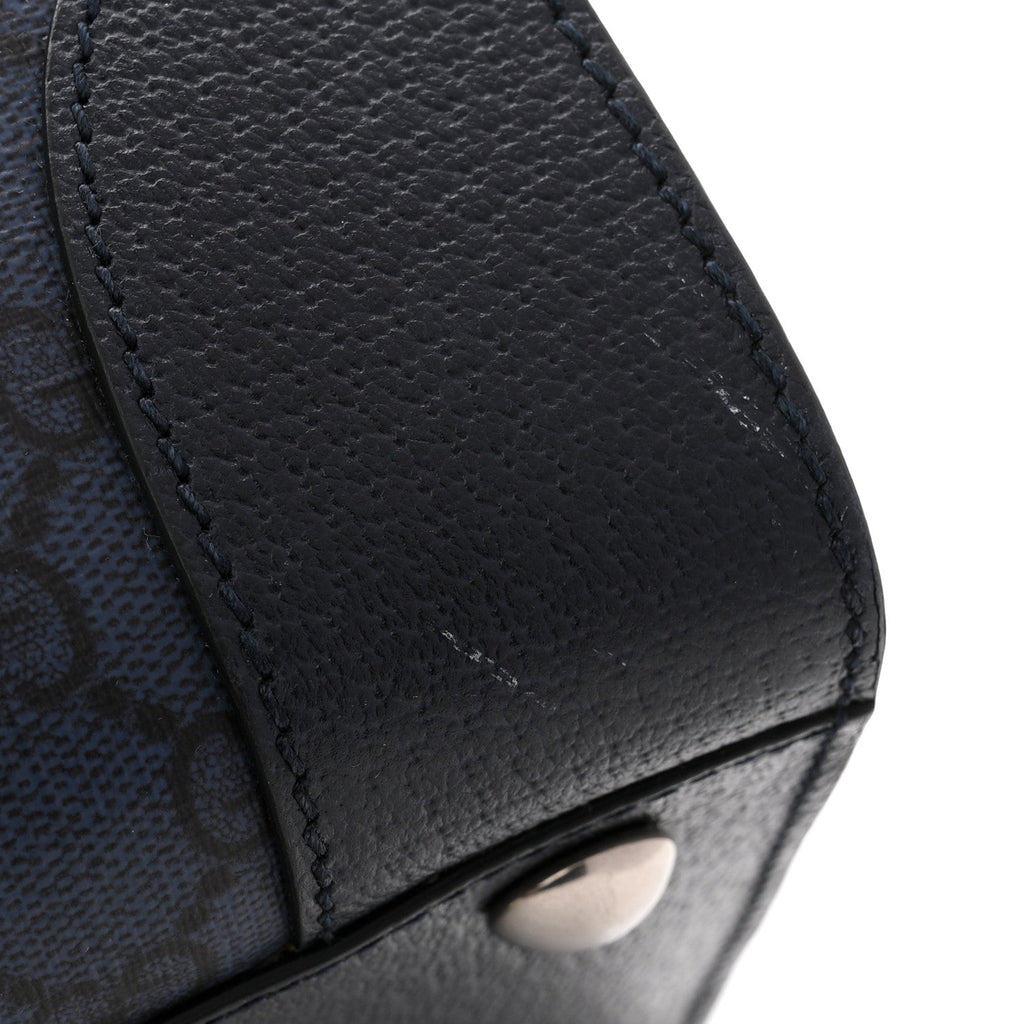 Gucci GG Supreme Monogram Textured Dollar Calfskin Large Ophidia Tote Bag Black Blue