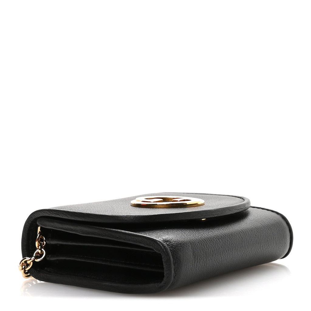 Gucci Roxy Calfskin Medium Blondie Chain Wallet Black