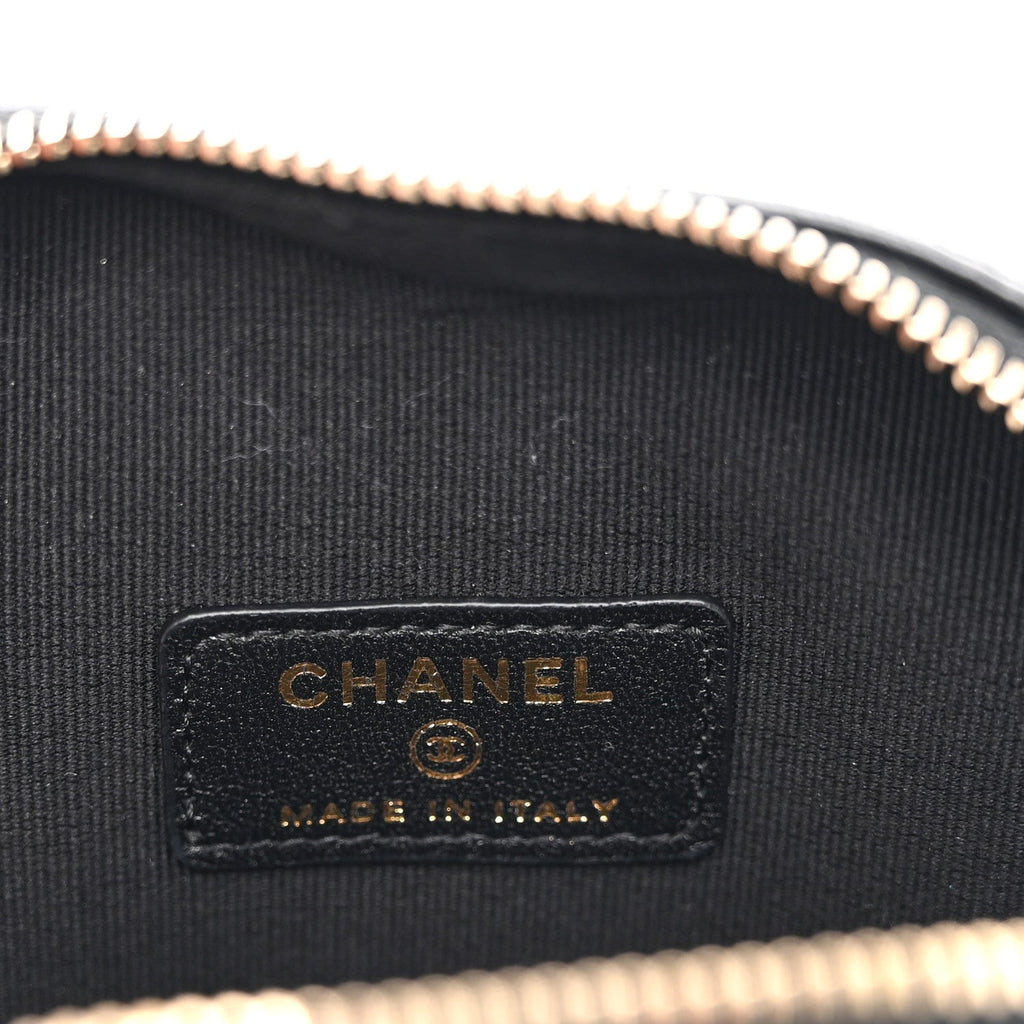 Chanel Lambskin Quilted CC In Love Heart Clutch With Chain Black